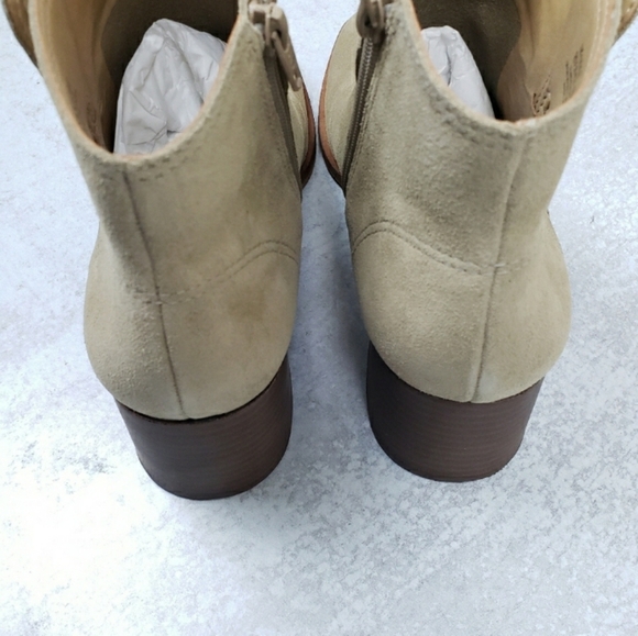 Lucky Brand Suede Tan Ankle Boots Booties Block Heel - Picture 5 of 7